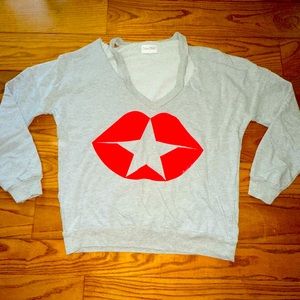 Lauren Moshi Oversized Cutout V neck pullover Sweatshirt size s